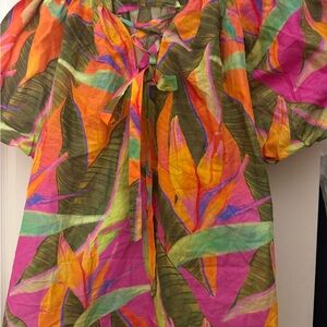 FARM Rio Colorful Leaf Print Blouse